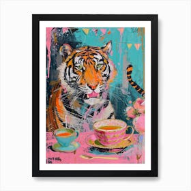 Kitsch Tiger Tea Party 1 Art Print