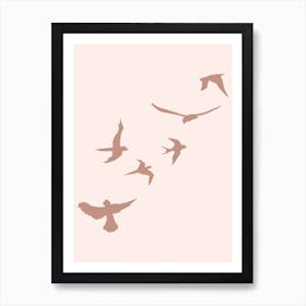 Sky Of Birds Pink Art Print