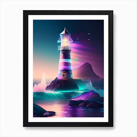 Lighthouse, Waterscape Holographic 1 Art Print