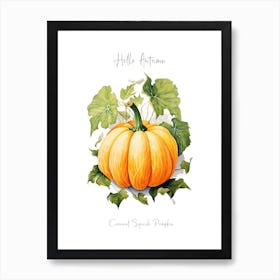 Hello Autumn Carnival Squash Pumpkin Watercolour Illustration 4 Art Print