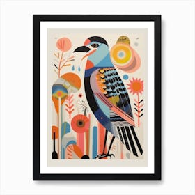 Colourful Scandi Bird Red Tailed Hawk 2 Art Print
