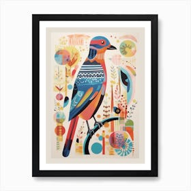 Colourful Scandi Bird Red Tailed Hawk 3 Art Print