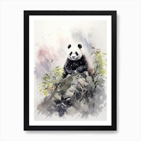 Panda Art In Chinese Brush Painting Style 2 Art Print