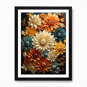 Flowers On A Dark Background 2 Art Print