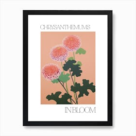 Chrysanthemums In Bloom Flowers Bold Illustration 1 Art Print