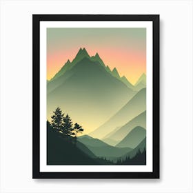Misty Mountains Vertical Composition In Green Tone 122 Art Print