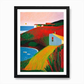 Spiaggia Del Principe, Sardinia, Italy Hockney Style Art Print