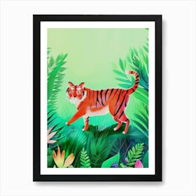 Luxmango Tiger Walking In Forest Voxel Art Art Print