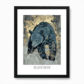 Black Bear Precisionist Illustration 1 Poster Art Print