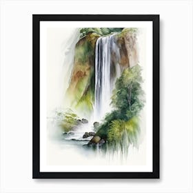 Bridal Veil Falls, New Zealand Water Colour  (2) Art Print