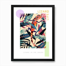 Lizard In The Leaves Modern Abstract Illustration 3 Poster Art Print