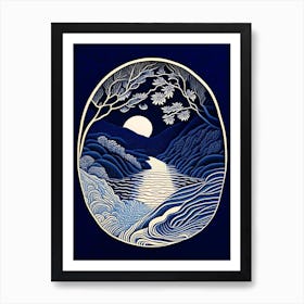 Water As A Symbol Of Life & Purification Waterscape Linocut 1 Art Print