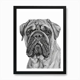 Dogue De Bordeaux Line Sketch 1 Art Print