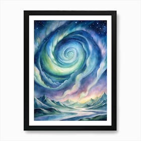 A Dramatic Poster Of The Northern Lights Forming S Art Print