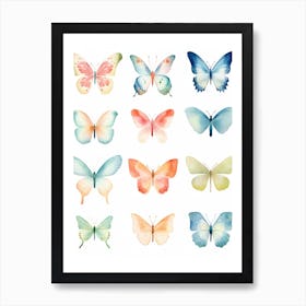 Watercolor Butterflies 12 Art Print