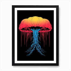 Upside Down Jellyfish Pop Art Style 3 Art Print