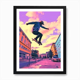 Skateboarding In Helsinki, Finland Futuristic 4 Art Print