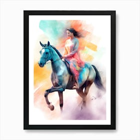 Woman Riding A Horse Art Print