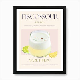 Pisco Sour Cocktail Mid Century Art Print