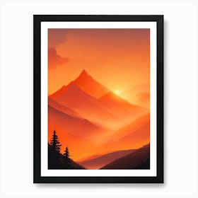 Misty Mountains Vertical Composition In Orange Tone 61 Art Print