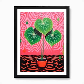 Pink And Red Plant Illustration Peperomia 4 Art Print