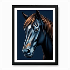 Horse Portrait in Dark Color Art Print