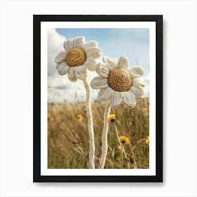 Double Daisy Knitted In Crochet 4 Art Print