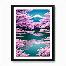 Cherry Blossoms And Mt Fuji Mount Fuji Japan Beautiful Lake Landscape Art Print