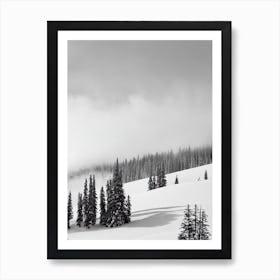 Ruka, Finland Black And White Skiing Poster Art Print