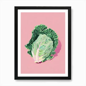 Cabbage Pink Painting Kitchen Vintage Vegetables Art Print