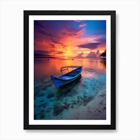 Gili Trawangan Beach Indonesia At Sunset, Vibrant Painting 1 Art Print