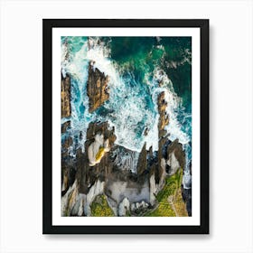 Aerial View Of Cliffs And Ocean Art Print