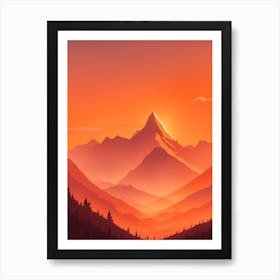 Misty Mountains Vertical Composition In Orange Tone 34 Art Print