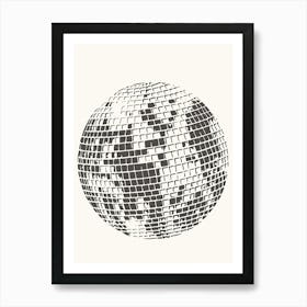 Neutral Fun Disco Ball Art Print