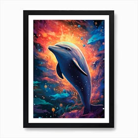 Dolphin In Space Art Print