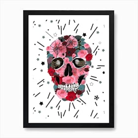 Skull With Roses Art Print