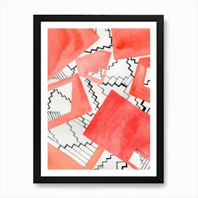 Stairs In Red Art Print