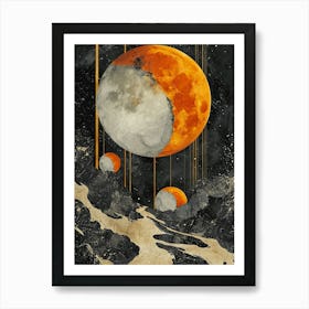 Full moon in abstract night Art Print