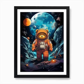 Teddy Bear In Space Art Print