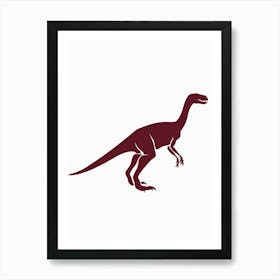 Maroon Dinosaur Silhouette 2 Art Print
