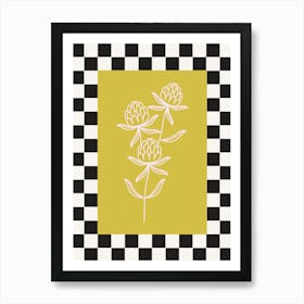 Modern Checkered Flower Poster  16 Art Print