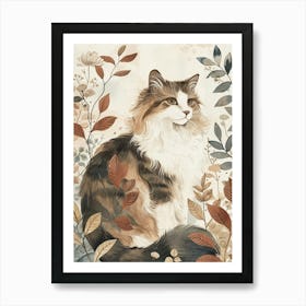 Norwegian Forest Cat Japanese Illustration 3 Art Print