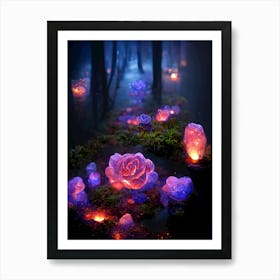 Glow In The Dark Roses Art Print