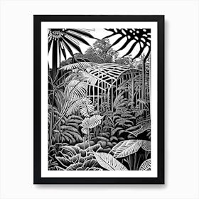 Muttart Conservatory, 1, Canada Linocut Black And White Vintage Art Print