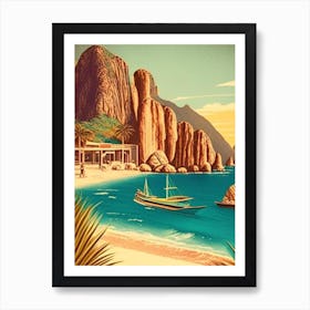 Cabo San Lucas Mexico Vintage Sketch Tropical Destination Poster