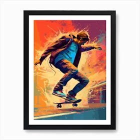 Skateboarding In Berlin, Germany Drawing 3 Art Print