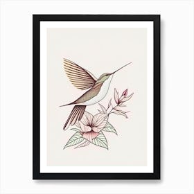 Hummingbird In A Garden Retro Minimal 2 Art Print