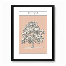 Pecan Tree Minimalistic Drawing 2 Poster Art Print