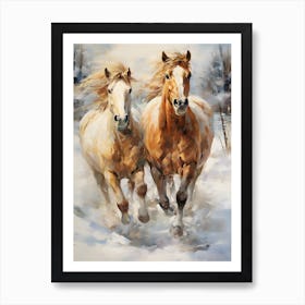 Horses Running In The Snow 2 Art Print