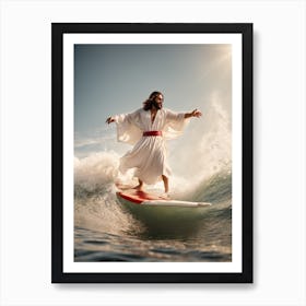 Surfing Jesus 2 Art Print